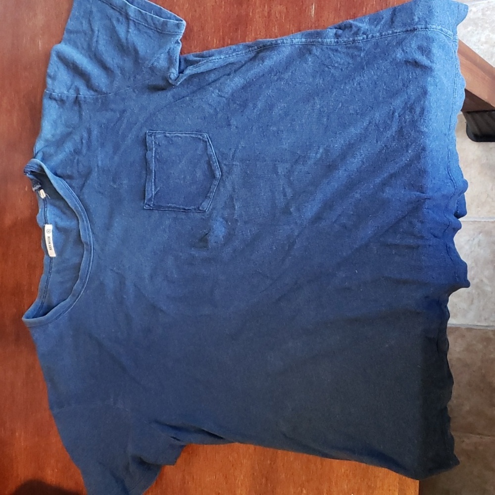 Dark Wash Indigo Dipped Cotton Classic Pocket Tee XL
